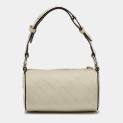Pre Owned Gucci White Diagonal Quilted Leather Mini Blondie Bag