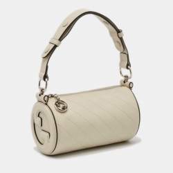 Pre Owned Gucci White Diagonal Quilted Leather Mini Blondie Bag