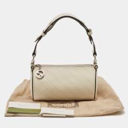 Pre Owned Gucci White Diagonal Quilted Leather Mini Blondie Bag