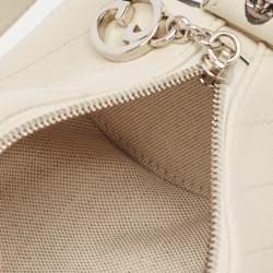 Pre Owned Gucci White Diagonal Quilted Leather Mini Blondie Bag