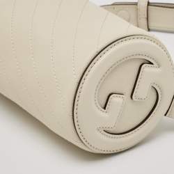 Pre Owned Gucci White Diagonal Quilted Leather Mini Blondie Bag