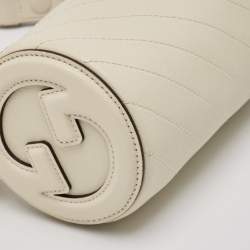 Pre Owned Gucci White Diagonal Quilted Leather Mini Blondie Bag
