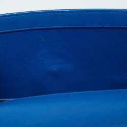 Pre Owned Gucci Blue Satin Crystal Embellished Interlocking G Broadway Clutch