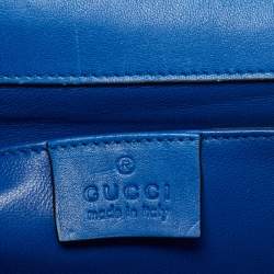 Pre Owned Gucci Blue Satin Crystal Embellished Interlocking G Broadway Clutch
