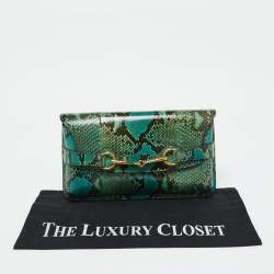 Pre Owned Gucci Multicolor Python Bright Horsebit Clutch