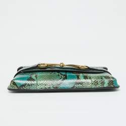 Pre Owned Gucci Multicolor Python Bright Horsebit Clutch