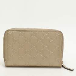 Gucci Gold Guccissima Leather Zip Around Wallet