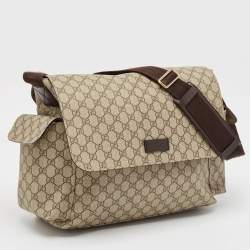 Pre Owned Gucci Beige GG Supreme Canvas Medium Baby Changing Bag