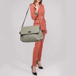 Pre Owned Gucci Beige GG Supreme Canvas Medium Baby Changing Bag