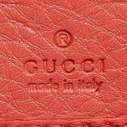 Pre Owned Gucci Orange Leather Soho Zip Continental Wallet