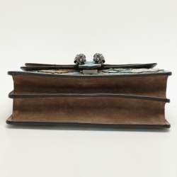 Pre Owned حقيبة كتف غوتشي ديونيسوس سويدي وكانفاس جي جي سوبريم بيج/أحمر داكن صغيرة