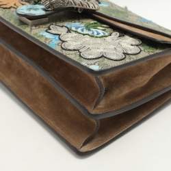 Pre Owned حقيبة كتف غوتشي ديونيسوس سويدي وكانفاس جي جي سوبريم بيج/أحمر داكن صغيرة