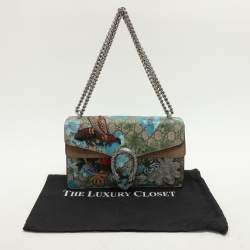 Pre Owned حقيبة كتف غوتشي ديونيسوس سويدي وكانفاس جي جي سوبريم بيج/أحمر داكن صغيرة