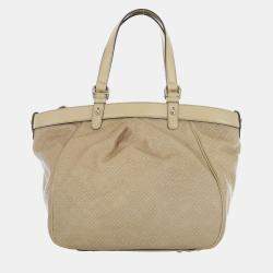 Pre Owned Gucci Leather Bamboo Buckle Tote Bag