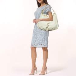 Pre Owned Gucci Cream Leather Interlocking Icon Tassel Hobo
