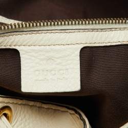 Pre Owned Gucci Cream Leather Interlocking Icon Tassel Hobo
