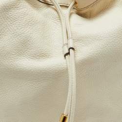 Pre Owned Gucci Cream Leather Interlocking Icon Tassel Hobo