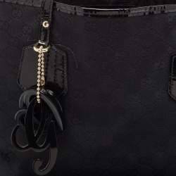 Pre Owned Gucci Black GG Canvas and Patent Leather Jolie Tote