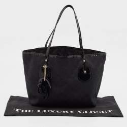 Pre Owned Gucci Black GG Canvas and Patent Leather Jolie Tote