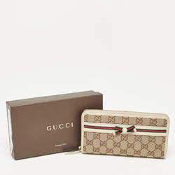 Gucci Off White/Beige GG Canvas Mayfair Zip Around Wallet