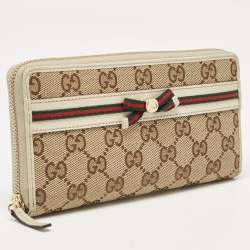 Gucci Off White/Beige GG Canvas Mayfair Zip Around Wallet