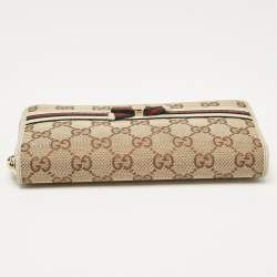 Gucci Off White/Beige GG Canvas Mayfair Zip Around Wallet