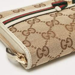 Gucci Off White/Beige GG Canvas Mayfair Zip Around Wallet