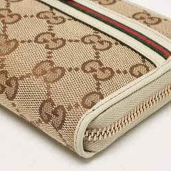 Gucci Off White/Beige GG Canvas Mayfair Zip Around Wallet