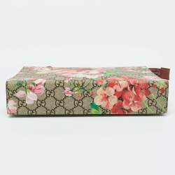 Gucci Beige/Pink GG Supreme Canvas Blooms Print Pouch Clutch