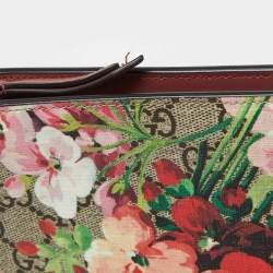 Gucci Beige/Pink GG Supreme Canvas Blooms Print Pouch Clutch
