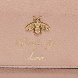 Gucci Pink Leather Blind for Love Flap Continental Wallet