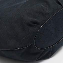 Pre Owned Gucci Black GG Canvas and Leather GG Marmont Medium Pelham Hobo