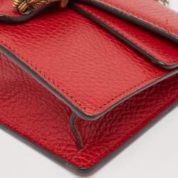 Pre Owned Gucci Red Leather Super Mini Dionysus Chain Bag
