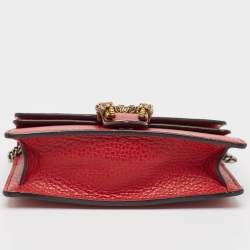 Pre Owned Gucci Red Leather Super Mini Dionysus Chain Bag