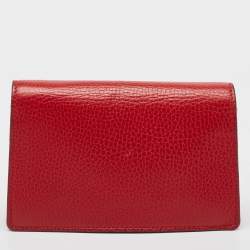 Pre Owned Gucci Red Leather Super Mini Dionysus Chain Bag