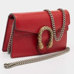Pre Owned Gucci Red Leather Super Mini Dionysus Chain Bag