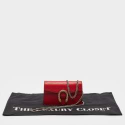 Pre Owned Gucci Red Leather Super Mini Dionysus Chain Bag