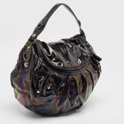 Gucci Iridescent Black Patent Leather Icon Bit Hobo