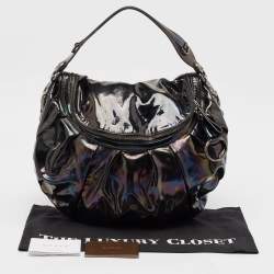 Gucci Iridescent Black Patent Leather Icon Bit Hobo
