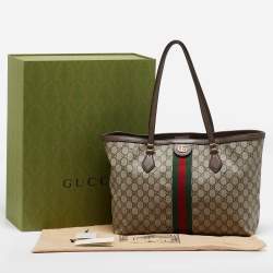 Pre Owned Gucci Beige/Ebony GG Supreme Canvas Medium Ophidia Tote