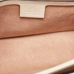 Pre Owned Gucci Red/Off White Leather Small Queen Margaret Top Handle Bag