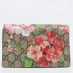 Pre Owned Gucci Beige GG Supreme Canvas Super Mini Blooms Dionysus Shoulder Bag