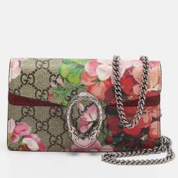 Pre Owned Gucci Beige GG Supreme Canvas Super Mini Blooms Dionysus Shoulder Bag