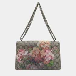 Pre Owned Gucci Pink/Beige GG Supreme Blooms Canvas Small Dionysus Shoulder Bag