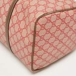 Pre Owned Gucci Brown/Red GG Supreme Canvas Medium Nice Boston Bag