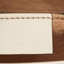 Pre Owned Gucci Off White Leather Mini Web Chain Sylvie Crossbody Bag