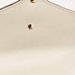 Pre Owned Gucci Off White Leather Mini Web Chain Sylvie Crossbody Bag