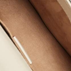 Pre Owned Gucci Off White Leather Mini Web Chain Sylvie Crossbody Bag