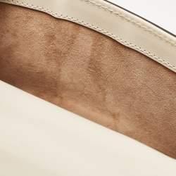 Pre Owned Gucci Off White Leather Mini Web Chain Sylvie Crossbody Bag