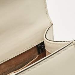 Pre Owned Gucci Off White Leather Mini Web Chain Sylvie Crossbody Bag